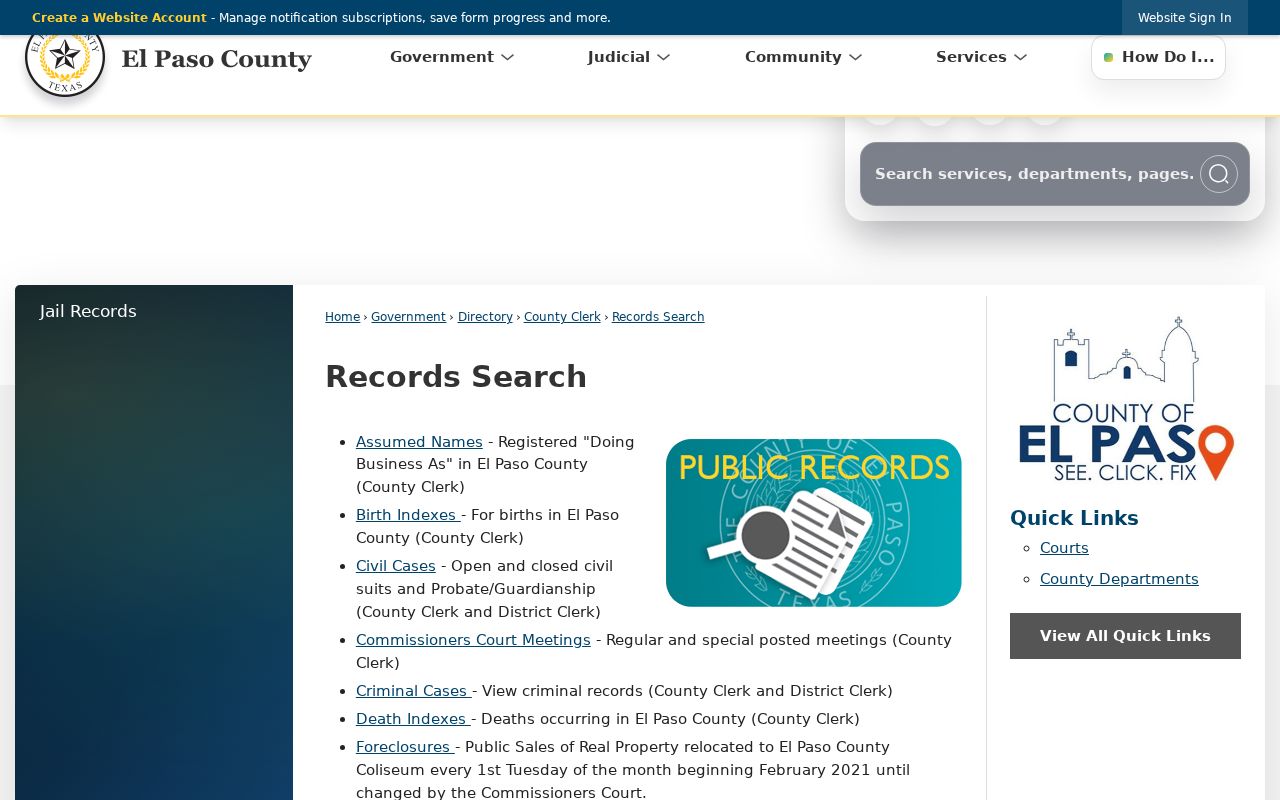 El Paso residents directory county records search hub