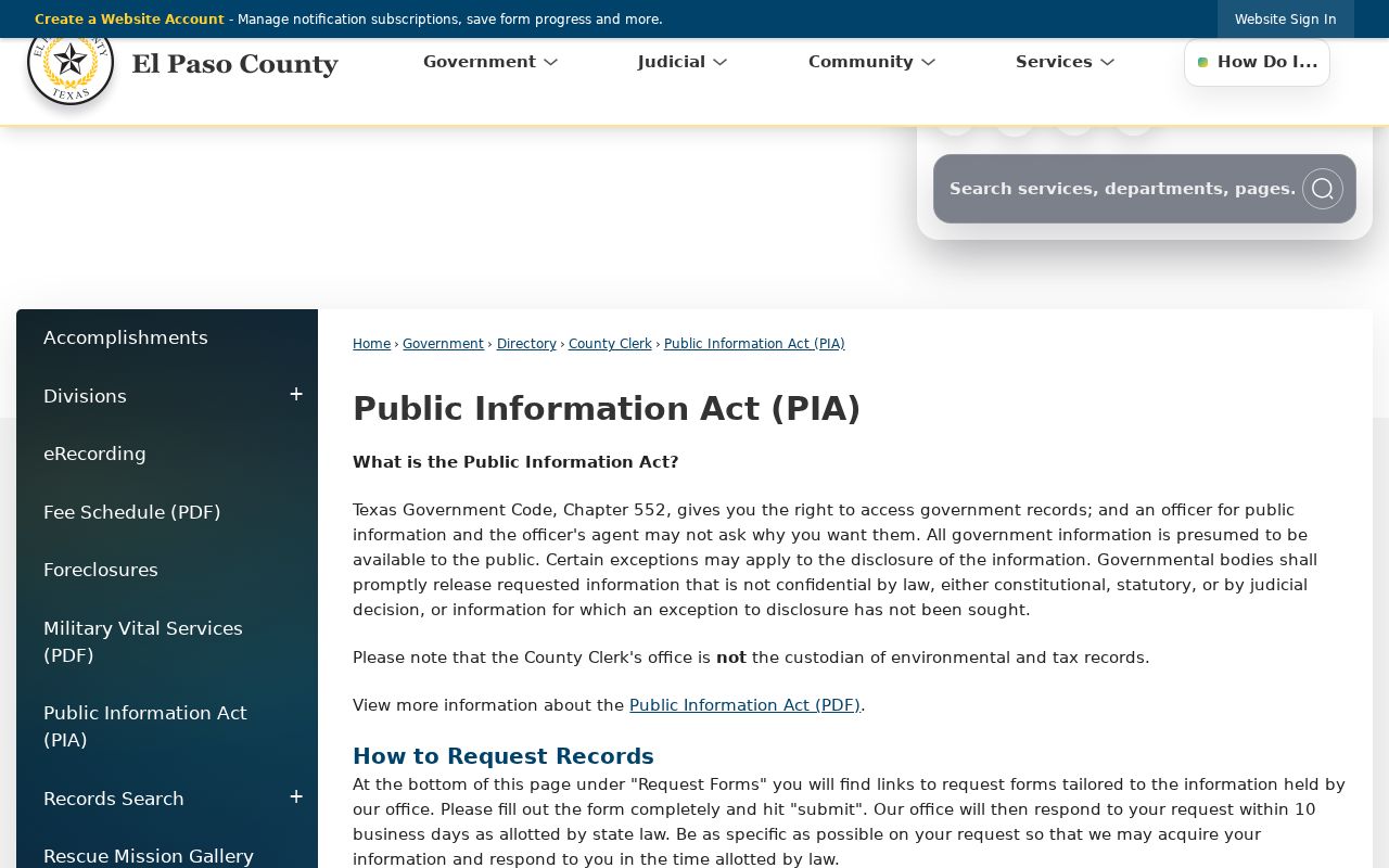 El Paso residents directory public information request source page