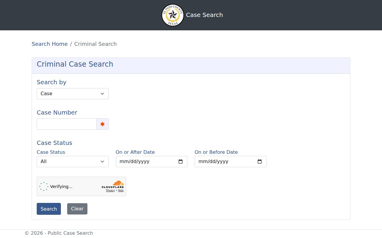 El Paso resident lookup Odyssey criminal case search