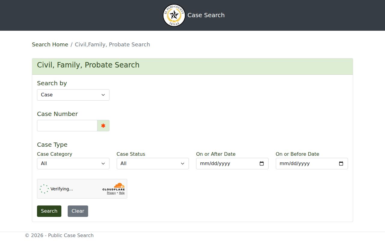 El Paso resident lookup Odyssey civil family and probate search