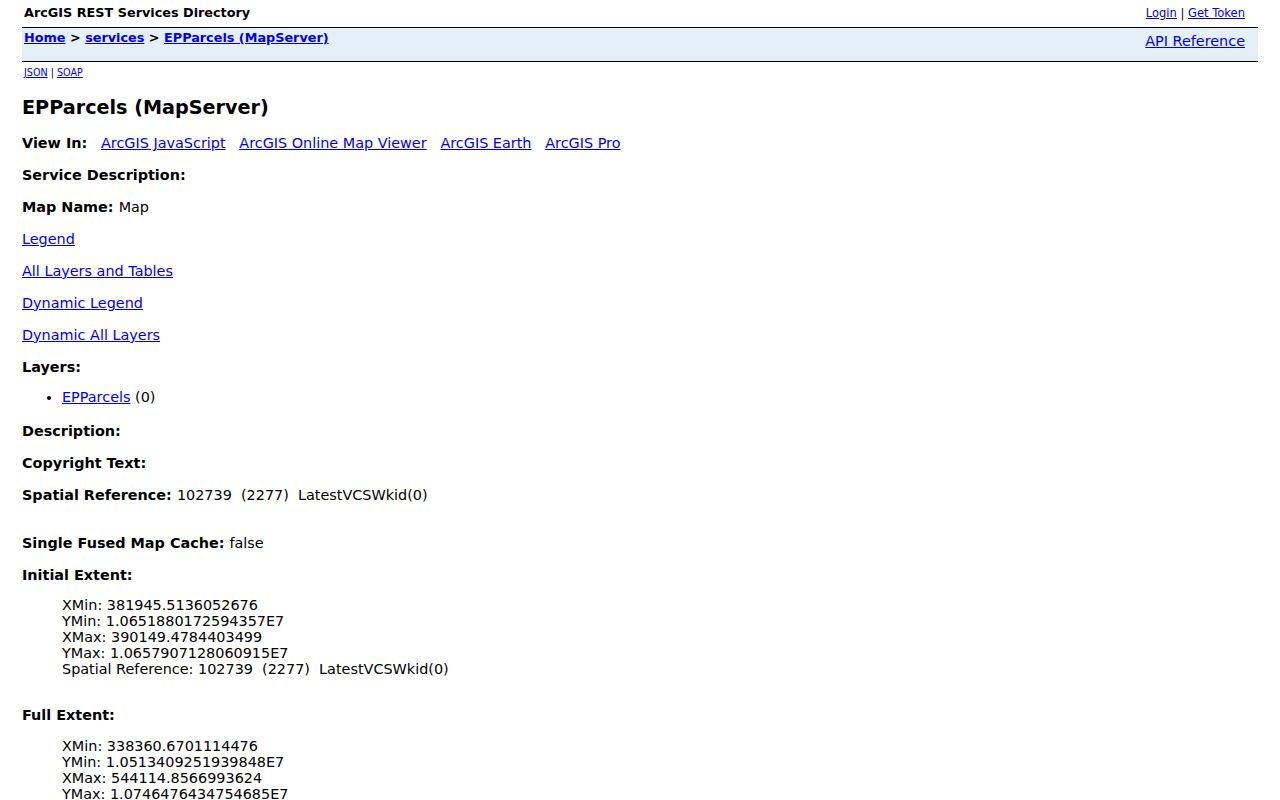 El Paso street directory parcel GIS service for by-address context
