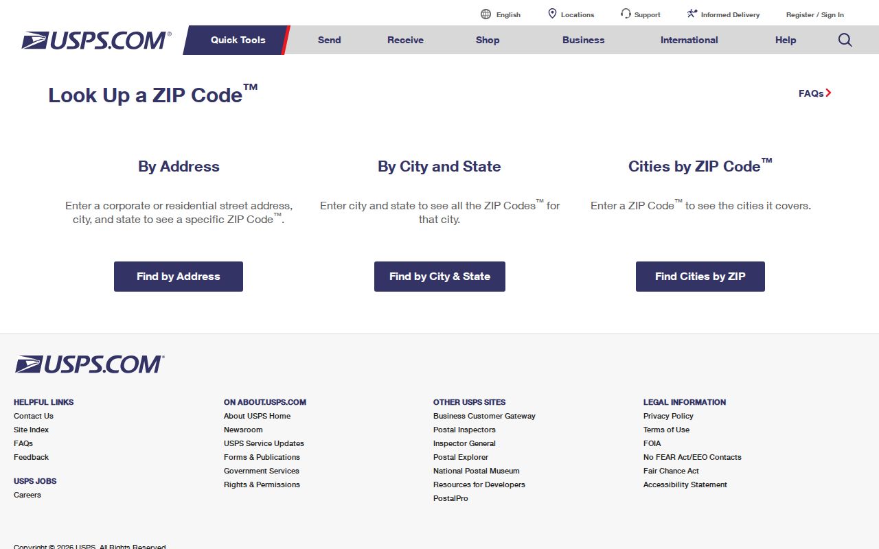 El Paso ZIP code USPS address lookup form